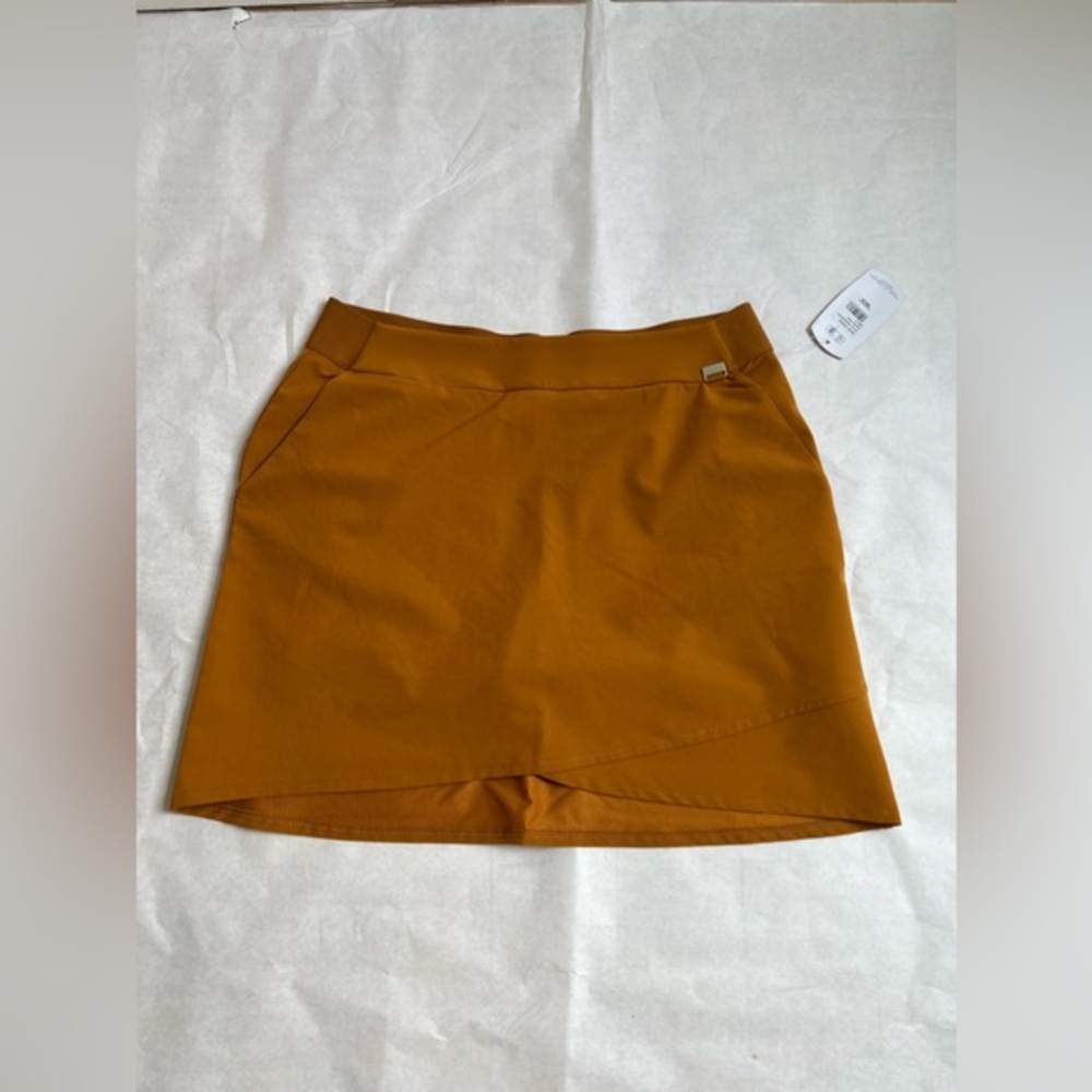 Greg Norman Skort Skirt Womens Orange Golf Tennis Pockets Pull on Polyester Sz S